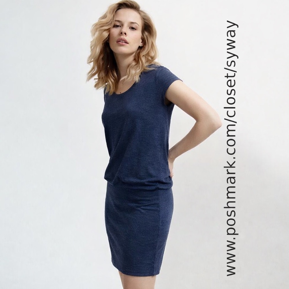 Lou & Grey Stretch Signature Soft Blouson Drop Waist Cap Sleeve Dress